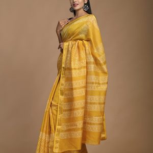 Hand Block Printed Maheshwari Silk Saree (57)